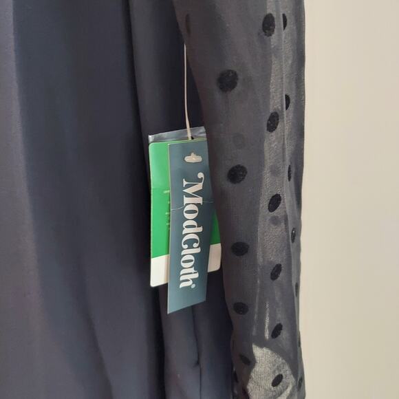 NWT ModCloth After the Aria Shift Dress Large Tie Neck Sheer Sleeve Whimsigoth - Picture 2 of 8